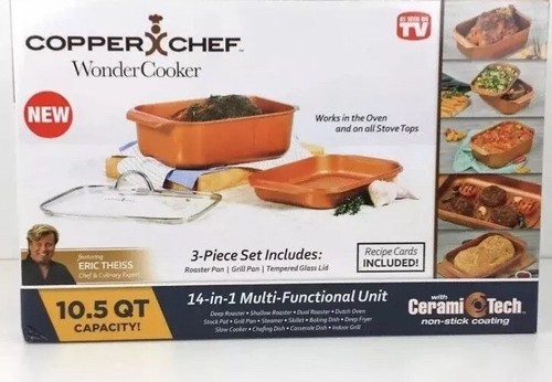 Copper Chef Wonder Cooker 3 Piece Cookware Set 9-Qt. Roaster Pan ~ Top Quality