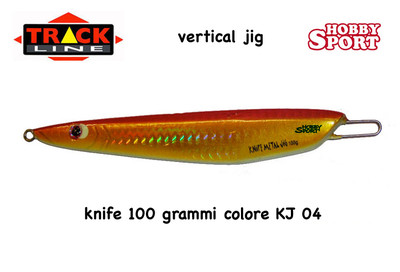 VERTICAL JIG KNIFE 100 GR COL. KJ04 ORANGE HOLO - PINK TRACK LINE PESCA CERNIA