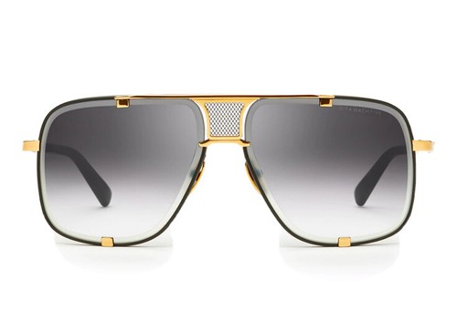 Pre-owned Dita Mach Five Drx 2087-a Matte Black Yellow Gold Grey Gradient Lens Sunglasses In Gray