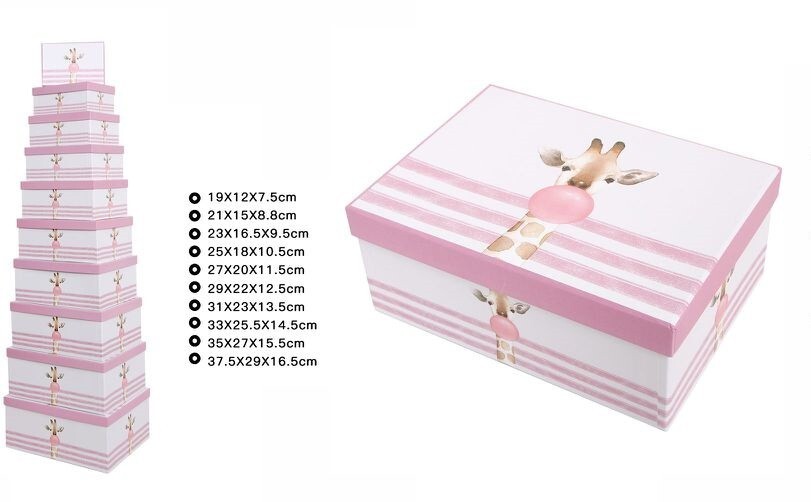 Set 10 Pezzi Scatole Box Per Regali Varie Misure Matrioska Giraffa dfh