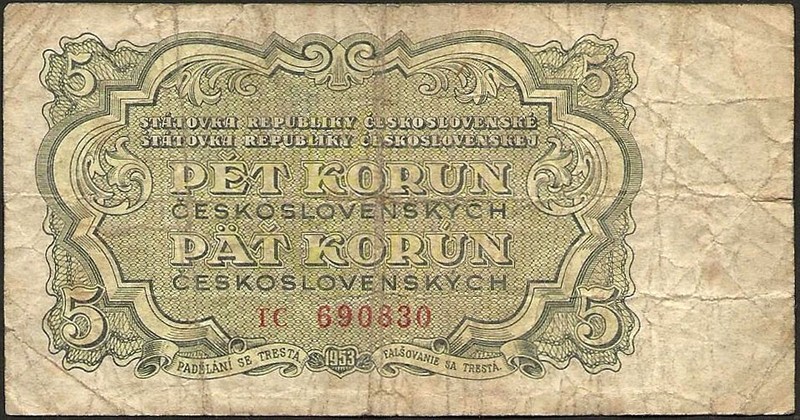 TchÃ©Coslovaquie - Billet De 5 Korun 1953 !!! P.080b