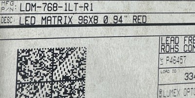 LED Displays & Accessories Red 96x8 Dot Matrix UART Display (lot of 3)