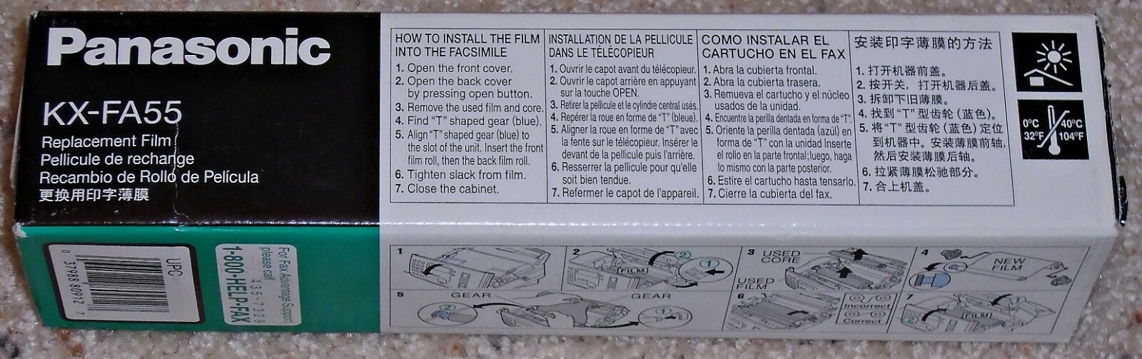 Panasonic KX-FA55 Replacement Film 2 Rolls Value Pack in Open Box KXFA55