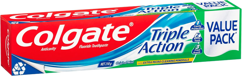 Triple Action Toothpaste, Original Mint, Value Pack 210G