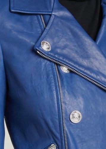 Pre-owned L'agence $1396 L' Agence Women's Blue Billie Belted Lambskin-leather Moto Jacket Size Xs