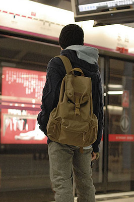vintage canvas casual pocket leather camera backpack bag for DSLR EVIL DC E0086