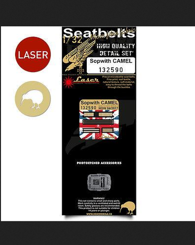 HGW 1/32 Seatbelts set w/PE buckles for Sopwith Camel by Wingnut Wings - 132590 HGW 1/32 Seatbelts set w/PE buckles for Sopwith Camel by Wingnut Wings - 132590