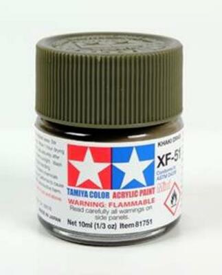 Tamiya 81751 Acrylique Modèle Peinture XF-51 Kaki Meurtre 10ml Pot T48 Après