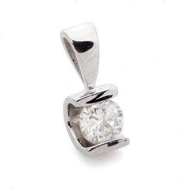 1ct Round Lab-Created Diamond Unique Design Pendant 14K White Gold Plated