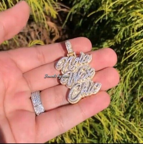 Pre-owned Nsg Customized D/vvs Moissanite Letter Rapper Pendant For Men's Free Gift 925 Silver In White