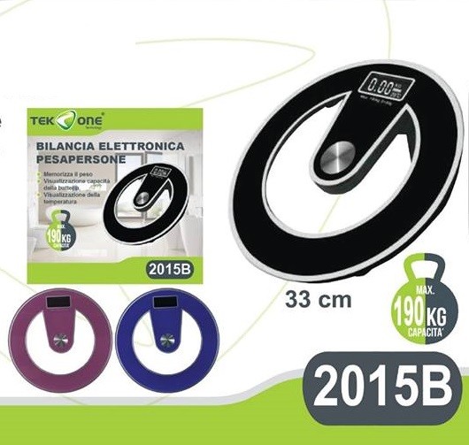 Bilancia Pesapersone TeKone 2015B Misura Peso Digitale Display Vetro 190kg hsb