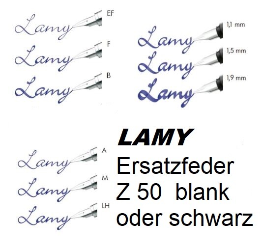 Lamy Ersatzfeder Z50 Original Feder Ef, F, M, B, Lh, A 1,1/1,5/1,9 Blank/Schwarz