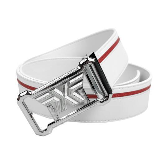 New PXG Golf Belt Around Square Buckle Leather PU Belt Men Gift US - Black/white