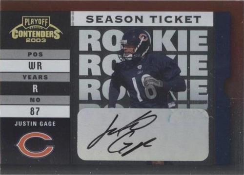2003 Playoff Contenders Justin Gage #114