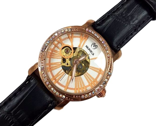 Orologio Polso Monica M6814 Donna Automatico Fashion Moda Pelle Brillantini lac