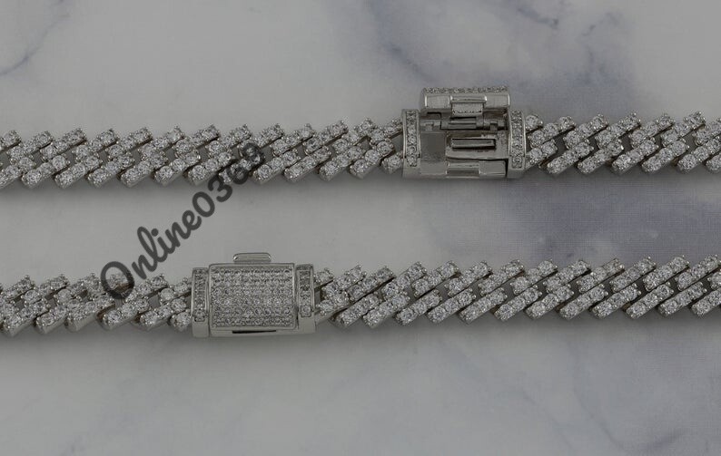 Pre-owned Online0369 7.4ct Tester Passing Real Moissanite Mens Cuban Link 8 X 8" Bracelet Silver Gift In White