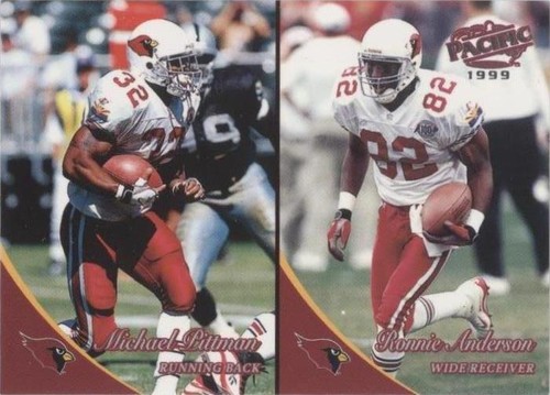 1999 Michael Pittman, Ronnie Anderson, Arizona Cardinals, Signed, Autographed, Pacific Football Card, Card # 14, 1999 Michael Pittman, Ronnie Anderson, Arizona Cardinals, Signed, Autographed, Pacific Football Card, Card # 14,
