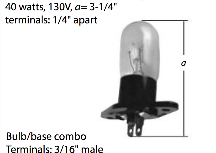 Microwave Bulb 26QBP1108 Bulb terminals 3/16