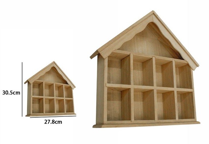 Portaoggetti In Legno Naturale Decoupage Casa Con 8 Scomparti 53392a dfh