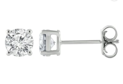 Unique Moments 1 CTTW Round Lab Grown Diamond 10KT White Gold Stud Earrings