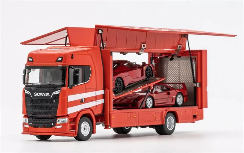GCD 1/64 SCANIA S730 トラック ダブルデッキ レッド GCD 1:64 Scania S730 Enclosed Double Deck Tow Truck Diecast