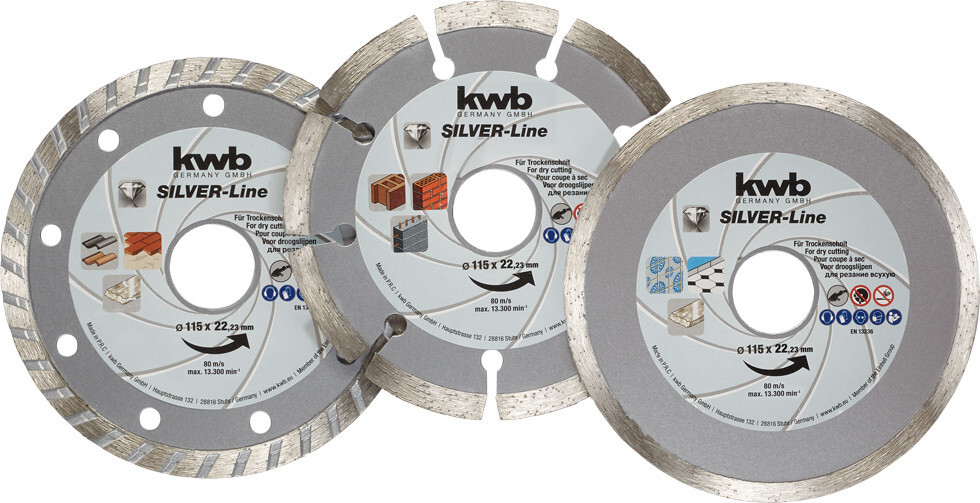 SET 3 pz DISCO DIAMANTATO Ø 115 mm DISCHI DIAMANTATI PIASTRELLE PIETRA MARMO KWB