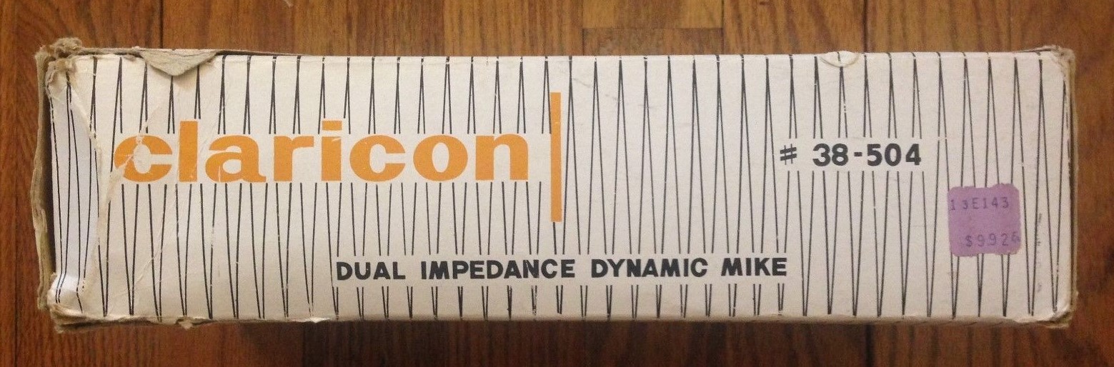 Vintage Claricon Dual Impedance Dynamic Mike Microphone #38-504 W/ Original Box