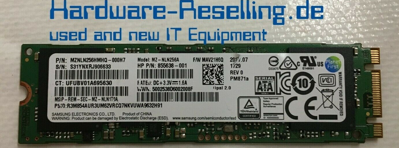 Samsung HP 256GB M.2 SATA SSD 855638-001 MZNLN256HMHQ-000H7