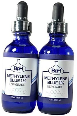 Methylene Blue, 1% USP (Pharmaceutical) Grade: 2×50 mL Twin Pack Glass: 3rd 