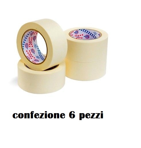 Set 6 Rotolo Carta Gommata Nastro Carrozziere Pittura Misura 50x25 moc