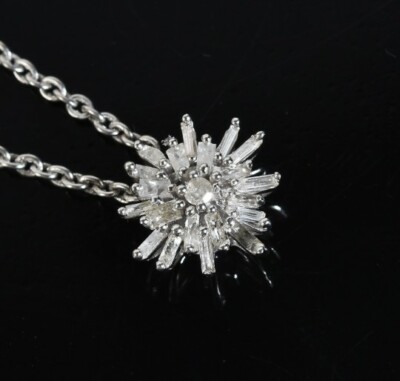 Diamond Snowflake Pendant Necklace 20 In Platinum Over Sterling Silver.  0.25ctw