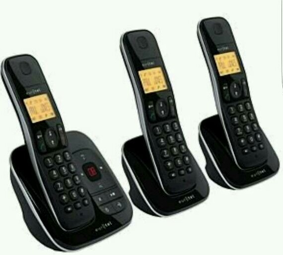 EUROTEL HOME PHONES CORDLESS ANSWER MACHINE TRIPLE 3 PACK NEW BARGAIN