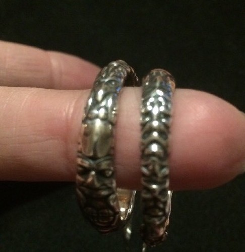 STERLING SILVER TOTEM POLE HOOP EARRINGS SIGNED “MAG STERLING”