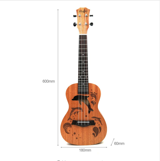 Guitar Ukulele Hawaiian Soprano Musical Instrument 4Strings 21 Inch Dolphin