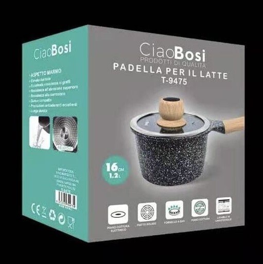 Pentolino Pentola Bollilatte Con Manico E Coperchio 16cm 1,2Lt T-9475 Linq