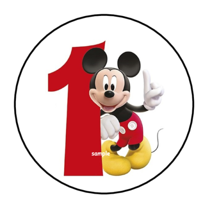 30 MICKEY MOUSE FIRST 1ST BIRTHDAY STICKERS ENVELOPE SEALS LABELS