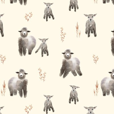 Fat Quarter - Snuggle Buddies Coloured Sheep Cream Cotton Fabric