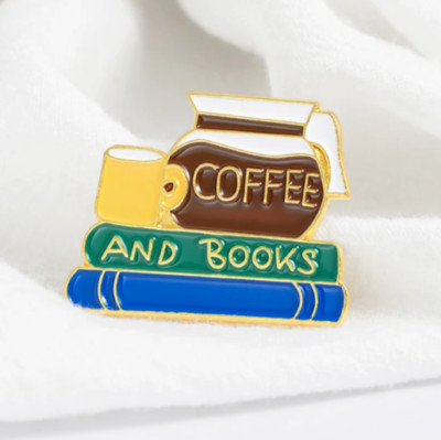 Coffee and Books Enamel Pin