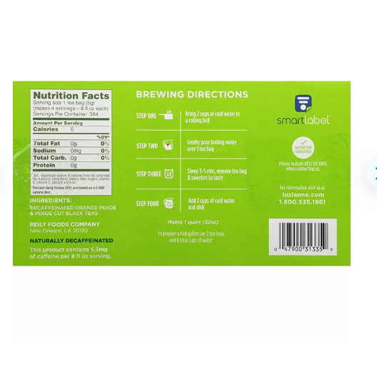 Luzianne Decaffeinated Tea (96 Ct.) FREE SHIPPING