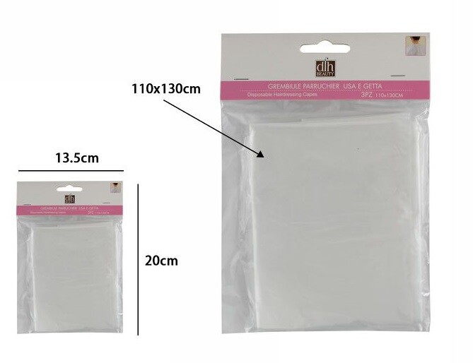 Set 3 Pezzi Mantella Grembiule Usa E Getta Monouso Estetista Parrucchiere dfh