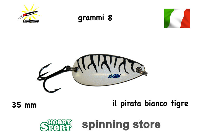IL PIRATA  FILIBUSTIERE 8 GR - 3,5 CM BIANCO TIGRE ANCORETTA TROUT SPOON