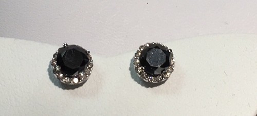 1.50 CT. BLACK AND WHITE DIAMOND 14K WHITE GOLD EARRINGS