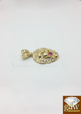 Pre-owned G&d Real Gold Pendant 10 K Yellow Gold Lion Head Men's Charm 1.5" For Men Women Ruby