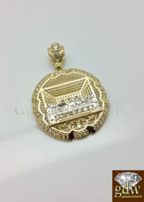 Pre-owned G&d Real 10k Gold Last Supper Charm Pendant Men Yellow Gold Cross Angel