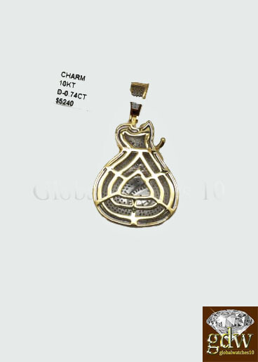 Pre-owned Globalwatches10 Real 10k Yellow Gold Money Bag Dollar Sign Charm/pendant With 0.70 Ct Diamonds. In White