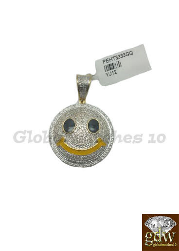 Pre-owned G&d 10k Gold Men Pendant Smiley Face Sign Charm Pendant With Real Diamond Happy In G-i