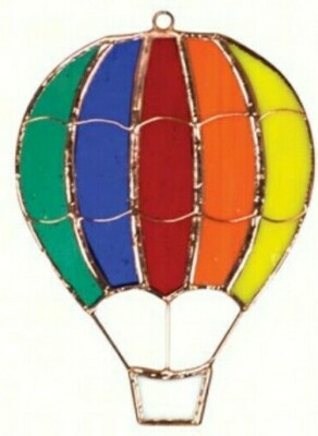 STAINED GLASS RAINBOW HOT AIR BALLOON SUNCATCHER SUN CATCHER GE135  FAST SHIP