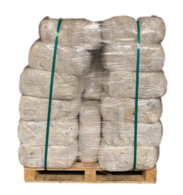 Pallet of 25 lb. Compressed Bag of White T-shirt Rags (40 bags - 1,000 LBs)