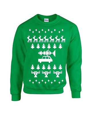 Ugly Christmas Sweater Design Car w/ Tree on Roof Funny Xmas SWEATSHIRT B116