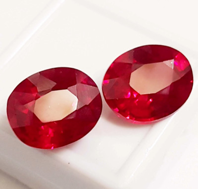 20 Ct+ Natural Blood Red Mozambique Ruby Pair Oval Cut CERTIFIED Loose Gemstone